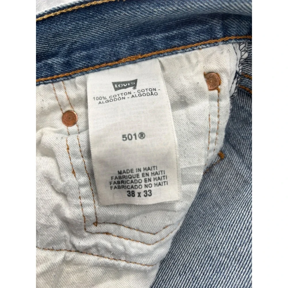 Levis 501 Men's 38x33 Y2K Era 2000's Light Distress Faded Skater / grungey Wash